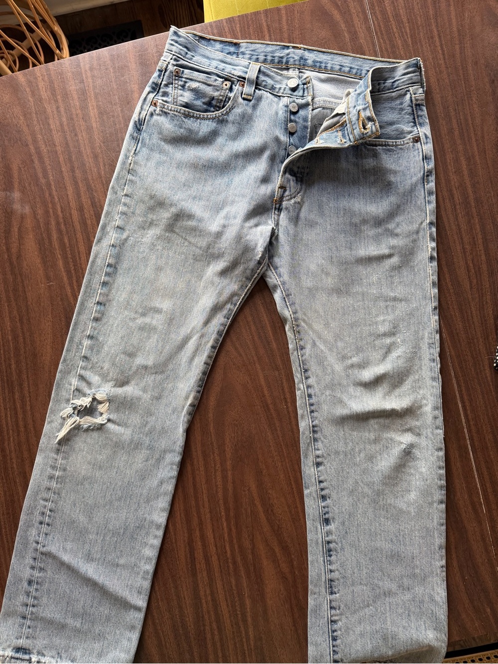 Levi's Men's 501 Straight Distressed Jean - Picture 3 of 8